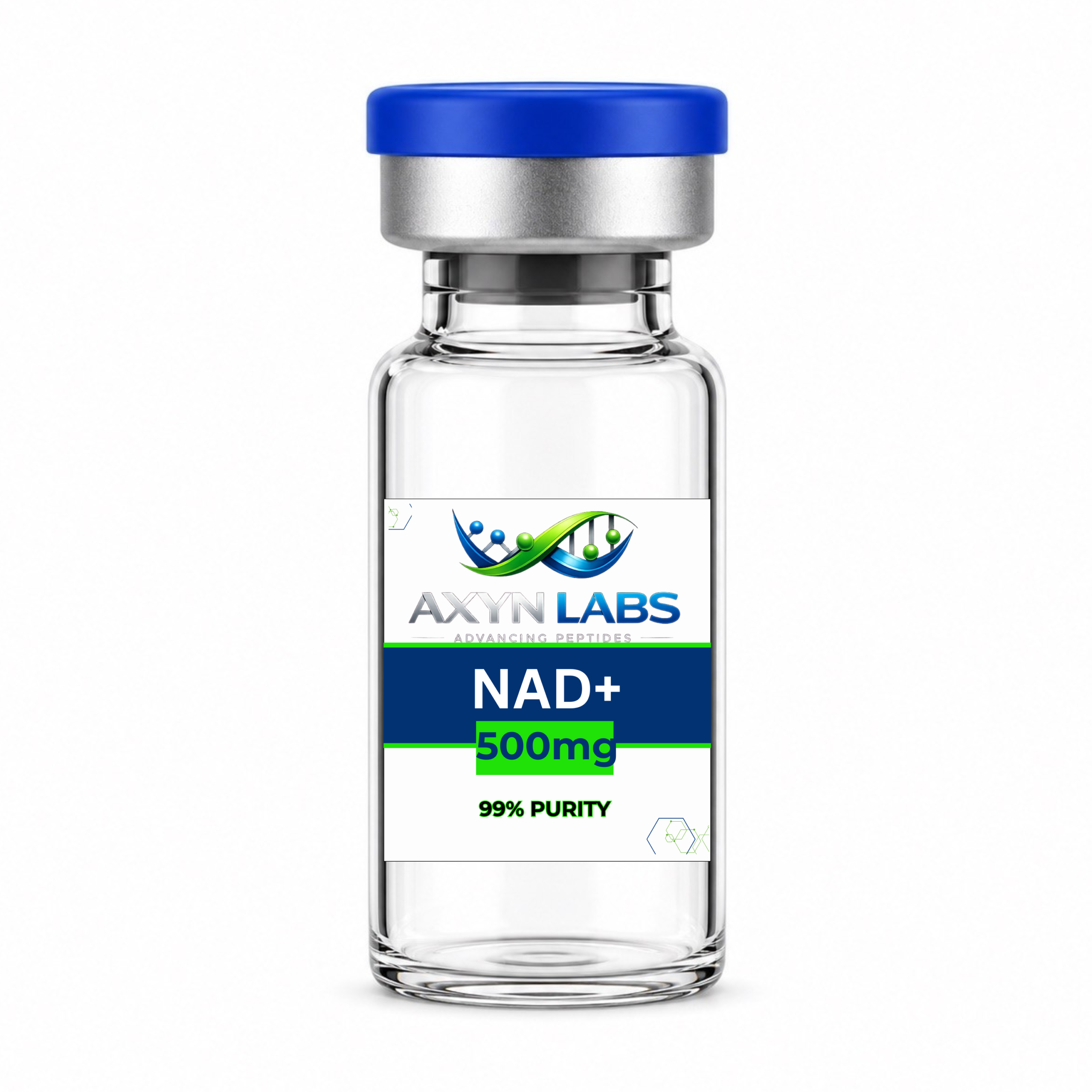 500mg vial of high-purity NAD+ (Nicotinamide Adenine Dinucleotide) research compound by Axyn Labs.